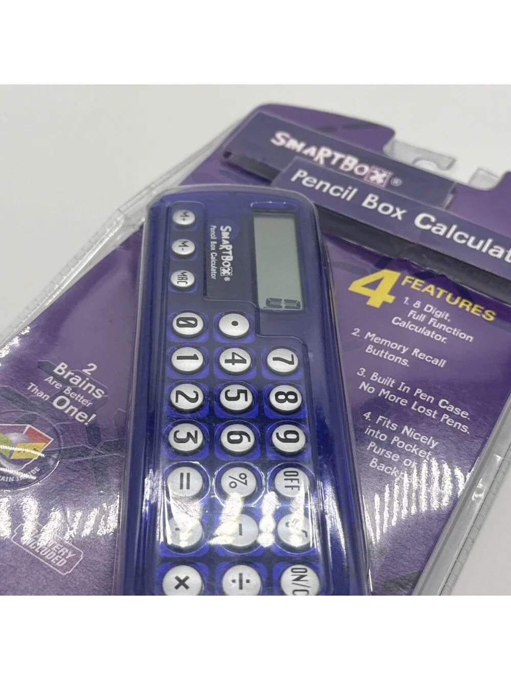 Vintage SmartBox Pencil Box Calculator Translucent Purple Y2K School Supply New